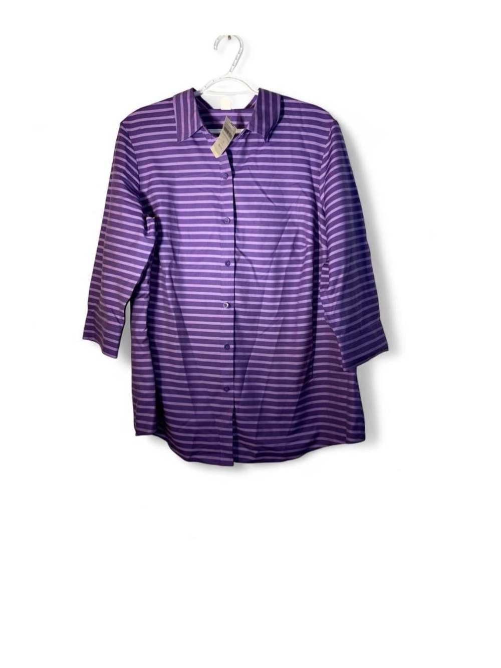Coldwater Creek Purple Striped Button-Down Shirt